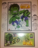 Hulk stamp / print with sketches from Keown, Frenz, Hamscher, Pace, Hotz, and Law Comic Art